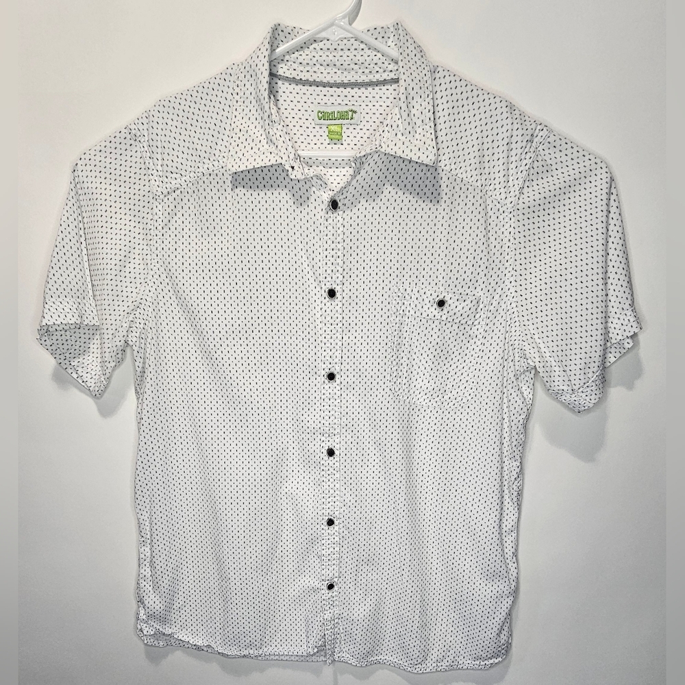 Cariloha Shirt Mens XL White Black Button Up Outdoor Casual Adult Organic Cotton